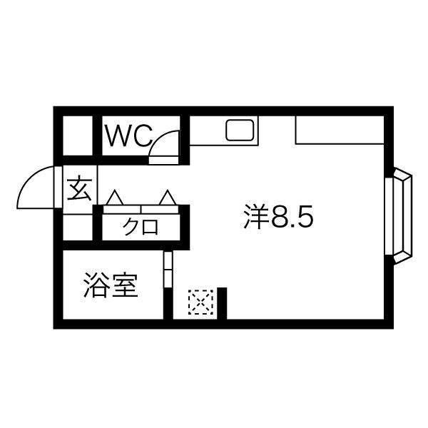 サンハイツ弐番館(ワンルーム/2階)の間取り写真