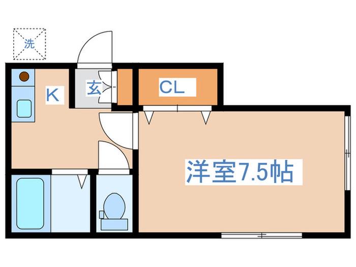 ラウレアII(1K/1階)の間取り写真
