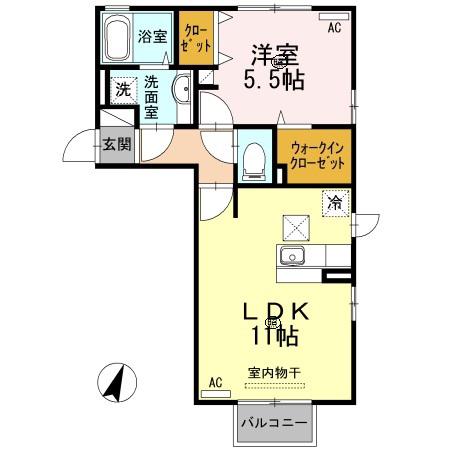 フレグランス(1LDK/1階)の間取り写真