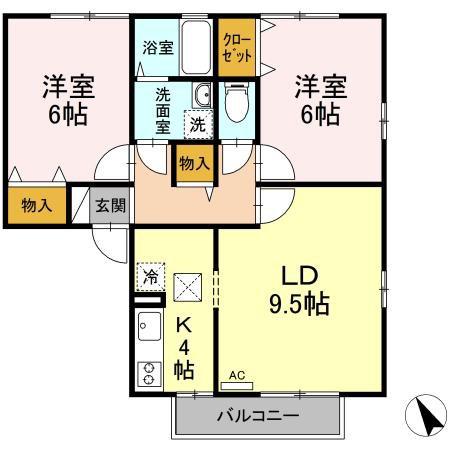 セジュールイズミC(2LDK/2階)の間取り写真