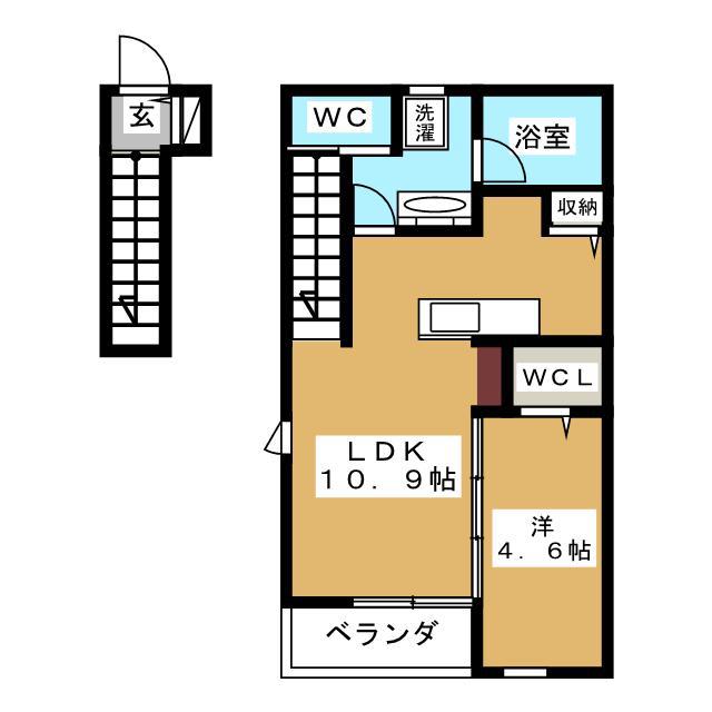 CASA FORESTA A(1LDK/2階)の間取り写真