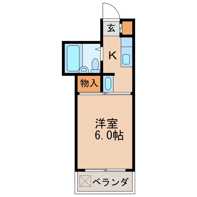 第5七福ビル(1K/3階)の間取り写真