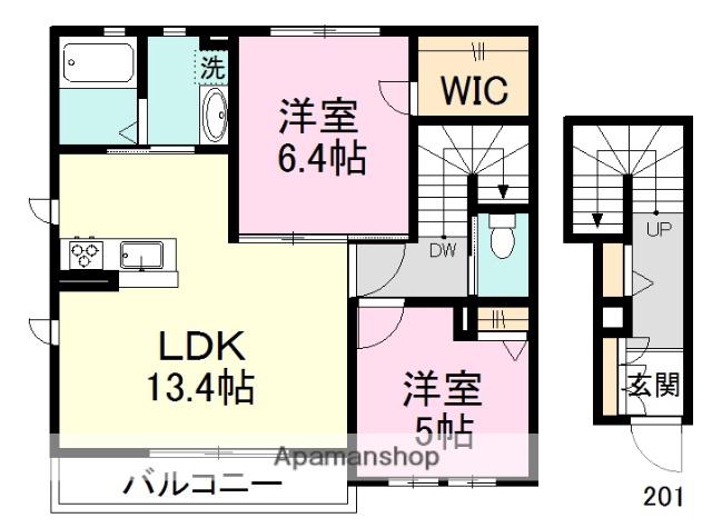 エトワールB(2LDK/2階)の間取り写真
