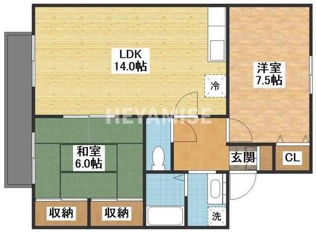 メゾンド山口(2LDK/2階)の間取り写真