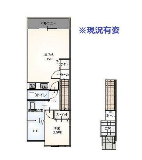 アクシスB棟(1LDK/2階)の間取り写真