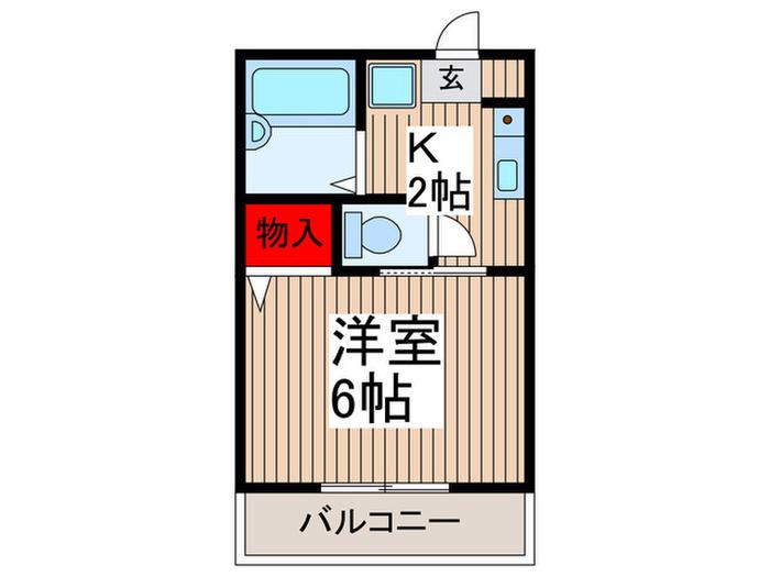 ヤマダハイツ(1K/1階)の間取り写真