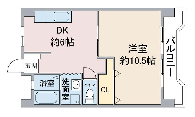 パールハイツ(1DK/3階)の間取り写真