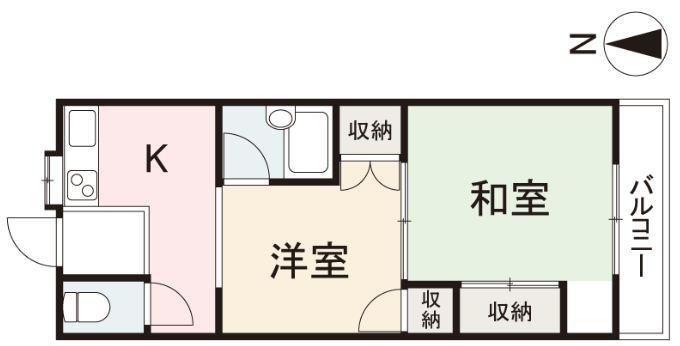 江郷第一ビル(2K/4階)の間取り写真