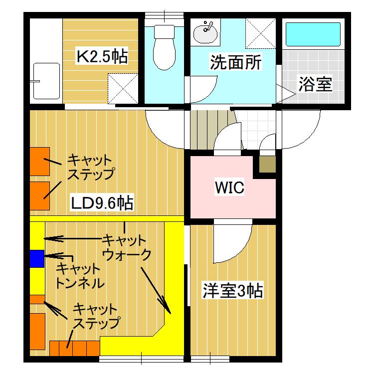 にゃんとハウス神栖2丁目(1LDK/2階)の間取り写真