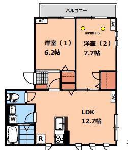 REVEUR HACHIMANYAMA(2LDK/2階)の間取り写真