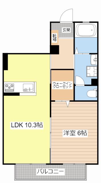 エルメゾン栗東(1LDK/1階)の間取り写真