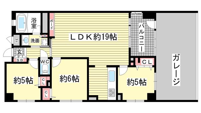 ワコーレ深江本町ソフィリア(3LDK/1階)の間取り写真