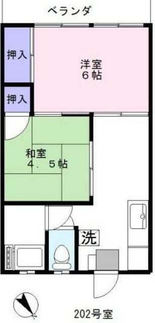 新東ハイツ(2DK/2階)の間取り写真