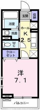 エスポワール星田(1K/1階)の間取り写真