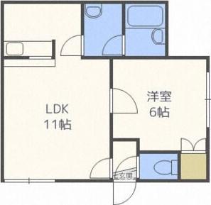 ロイヤルコート水車町B(1LDK/2階)の間取り写真