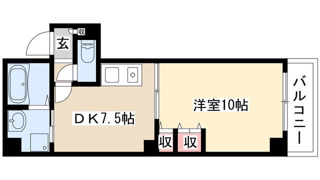 レジデンスカープ今池(1DK/7階)の間取り写真