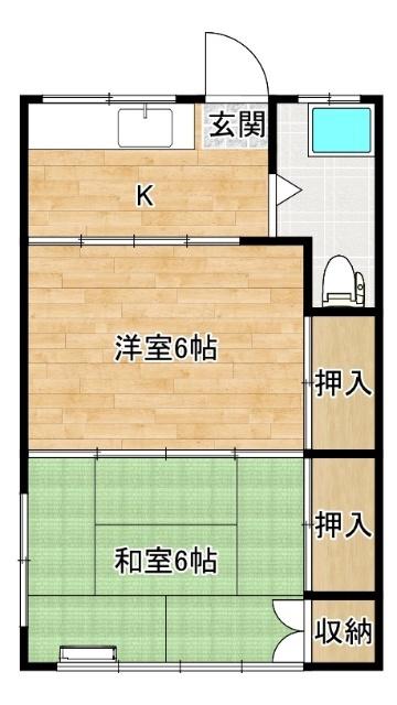 サンハイツ(2K/2階)の間取り写真