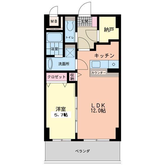 ALLEE VERTE(1LDK/2階)の間取り写真