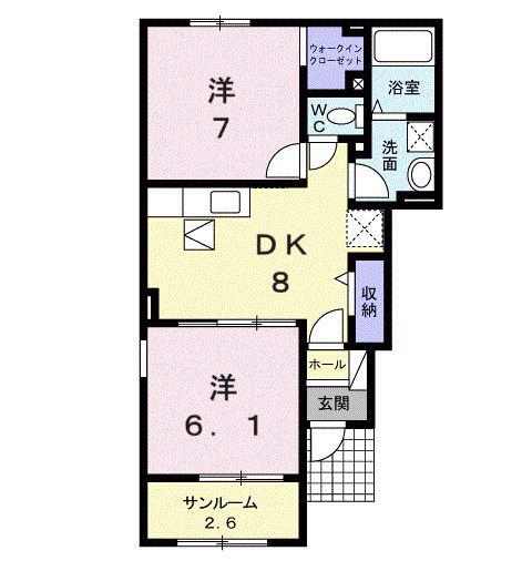 レガーロ弐番館(2DK/1階)の間取り写真