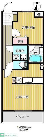 サフィール(1LDK/3階)の間取り写真