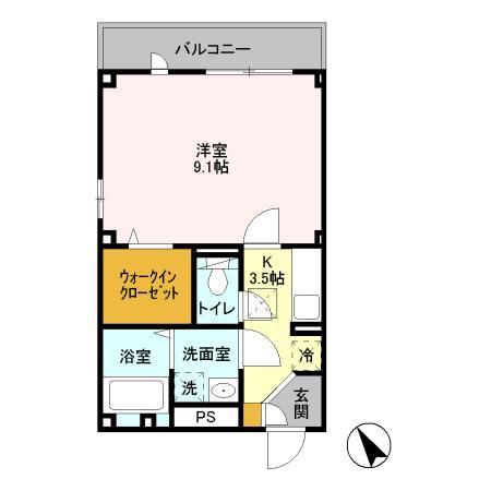 ジュネス西小山(1K/1階)の間取り写真