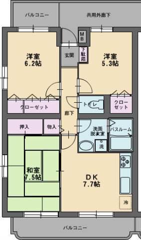 ココペリ(3DK/2階)の間取り写真