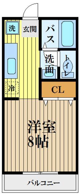 ジュネスII(1K/1階)の間取り写真