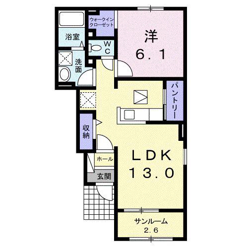 ＪＲ信越本線 安茂里駅 徒歩12分 2階建 築14年(1LDK/1階)の間取り写真