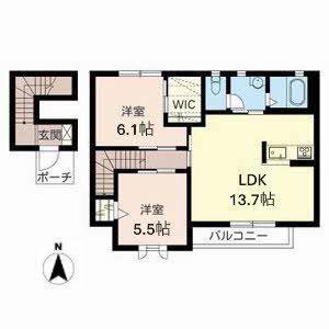 POSTAL I(2LDK/2階)の間取り写真