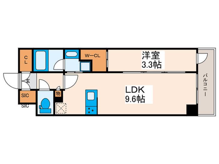 アヴァンカーサ町屋(1LDK/9階)の間取り写真