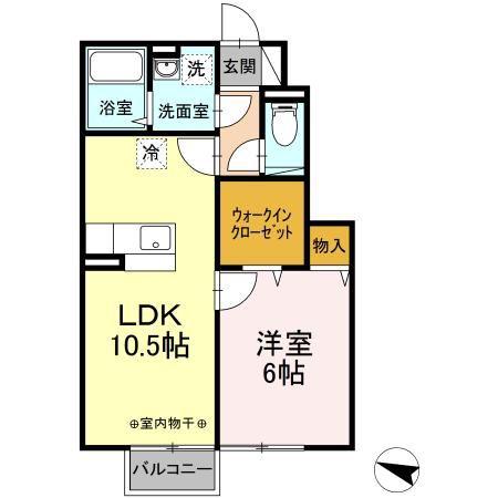 シャインパーク牛島A(1LDK/1階)の間取り写真