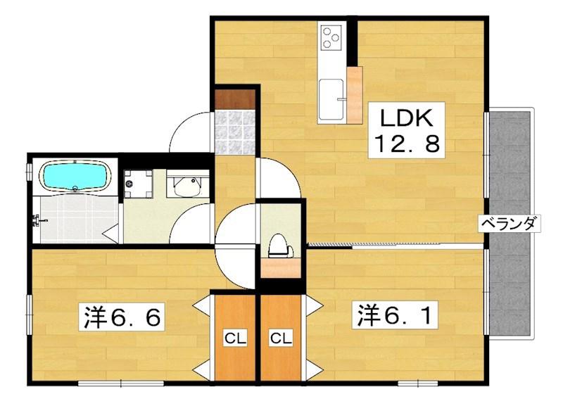 フルール(2LDK/2階)の間取り写真