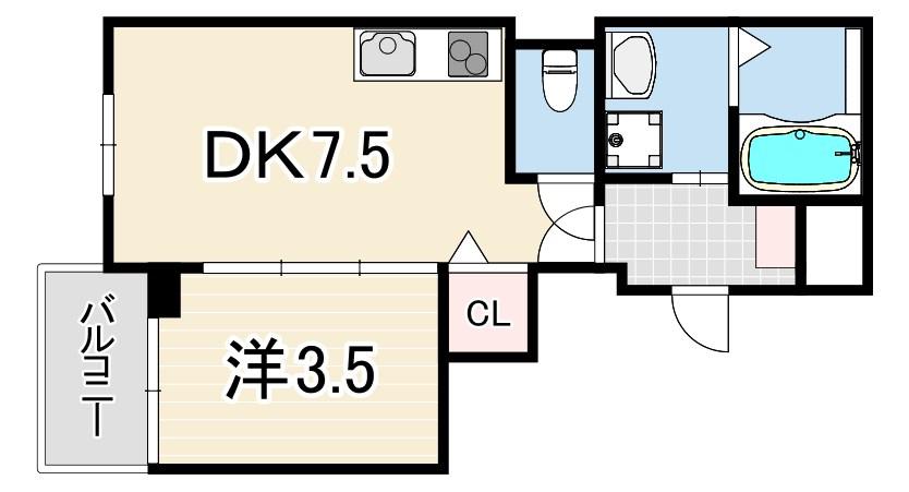 AQUAMARINE西北(1DK/3階)の間取り写真