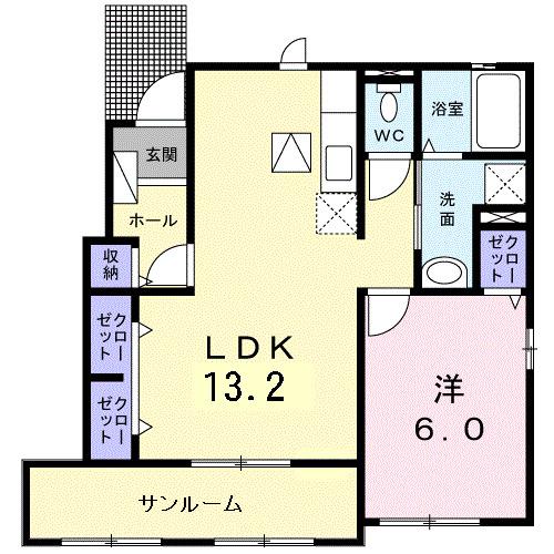 エクセリッシュ A(1LDK/1階)の間取り写真