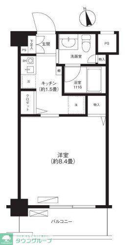 イトーピア仲町台(1K/4階)の間取り写真