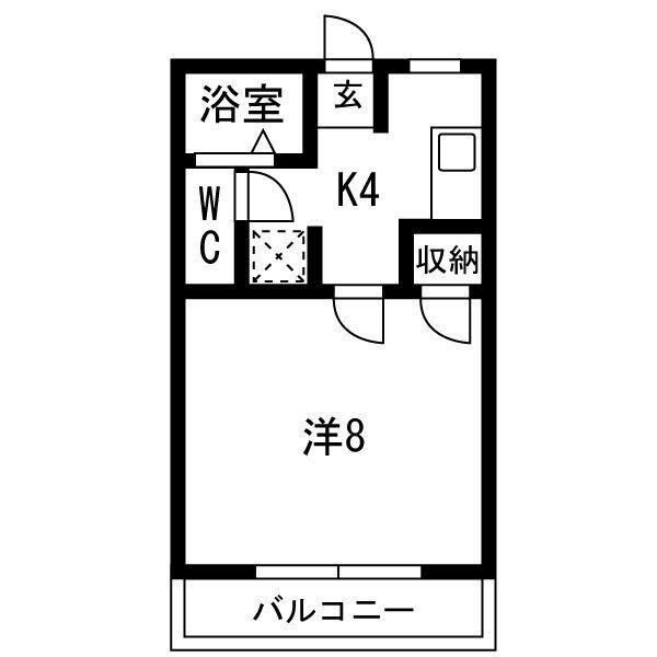 エスポワール美津乃(1K/2階)の間取り写真