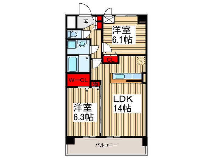 ウィステリア(2LDK/4階)の間取り写真