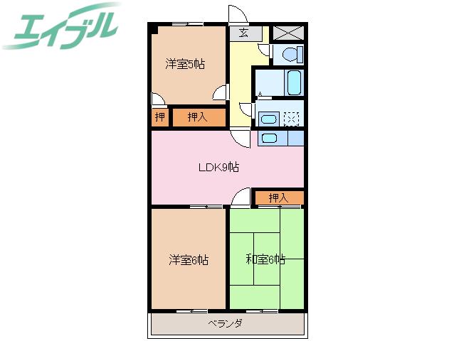 リヴェール日永(3LDK/3階)の間取り写真