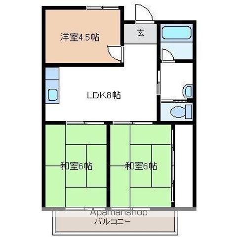 高橋マンション(3LDK/1階)の間取り写真