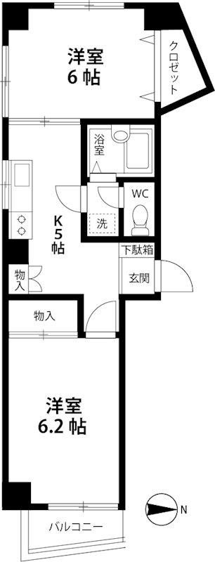 星野ビル(2K/3階)の間取り写真