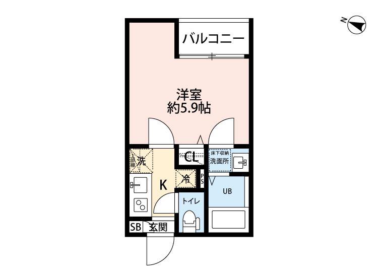 レーヴ・WARABI(1K/1階)の間取り写真
