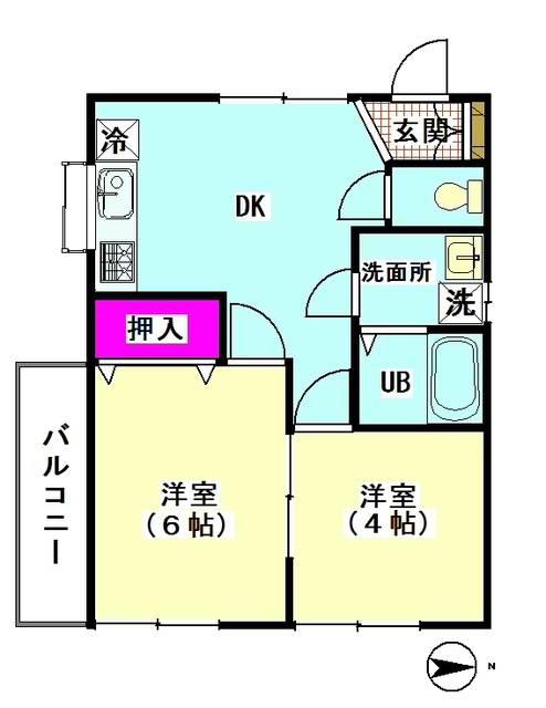 M.T.多摩川緑地(2DK/2階)の間取り写真