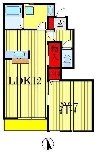 ブリーズ東海神D棟(1LDK/1階)の間取り写真