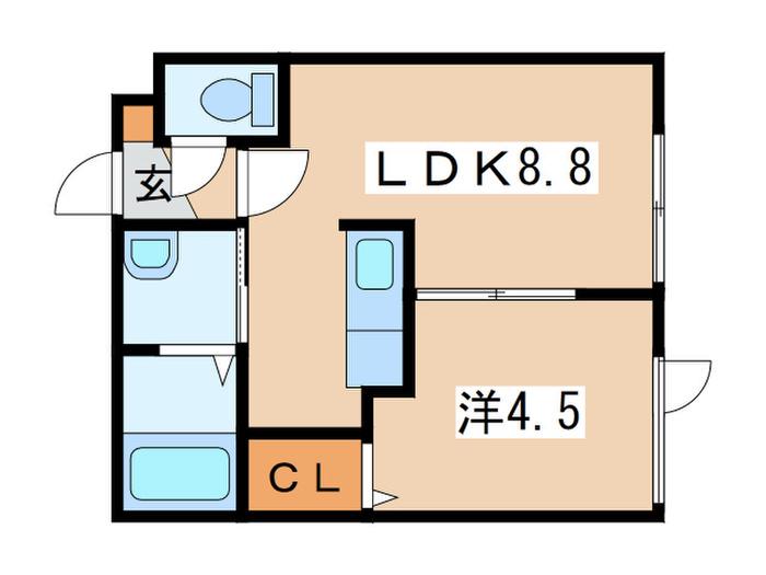 REVEUR白石(1LDK/1階)の間取り写真