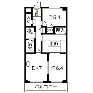 レイク アベニュー白鳥(3DK/1階)の間取り写真