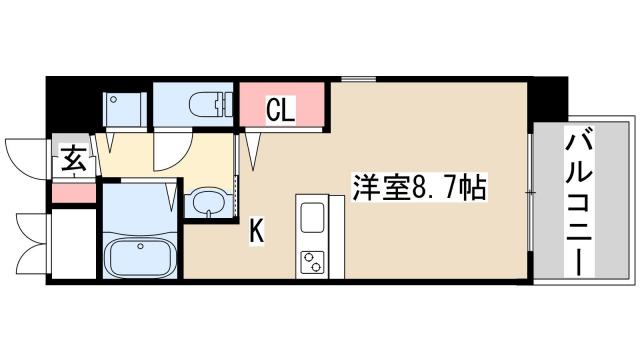 プレサンス三宮花時計前(ワンルーム/11階)の間取り写真