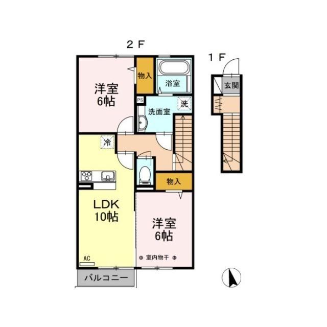 D-ROOM プラステート(2LDK/2階)の間取り写真