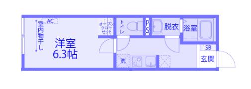 カインドネス南浦和(1K/2階)の間取り写真