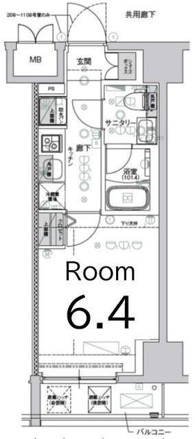クレストタップ新横浜(1K/2階)の間取り写真