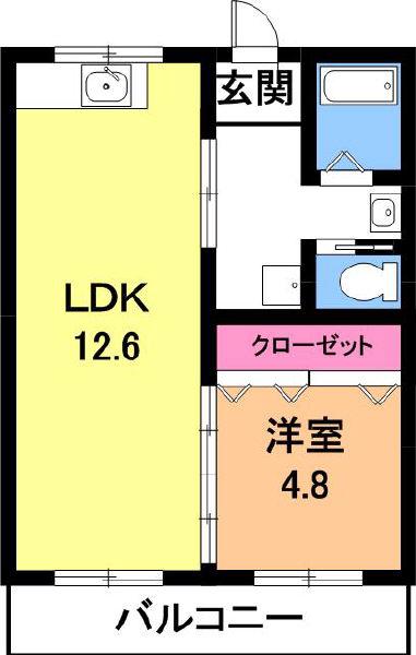 柏原農住団地K棟(1LDK/2階)の間取り写真